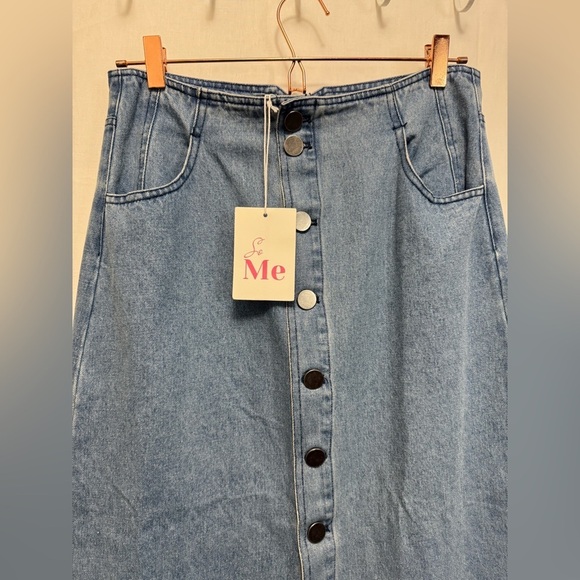 So Me Blue Denim Button-Front Midi Skirt 0113 - Picture 7 of 10